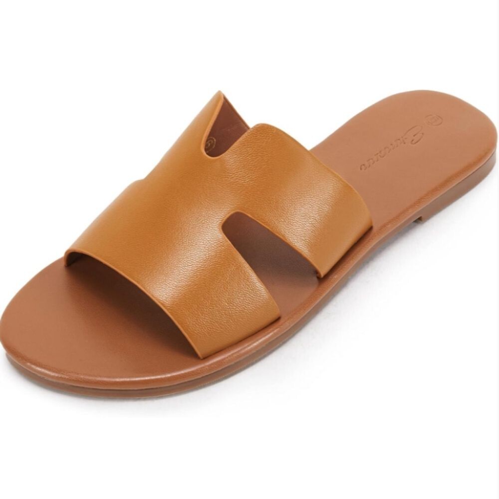 Women’s Slide Sandals in Cognac Brown